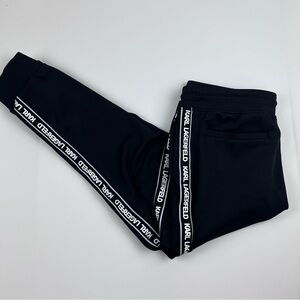 Karl Lagerfeld Black Tape Logo Track Pants Cuffed Size Large